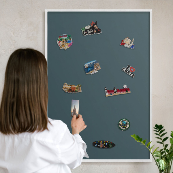 Tableau mural pour aimants dans un cadre noir Turquoise