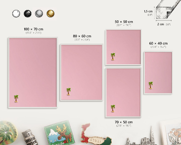Tableau mural pour aimants dans un cadre noir Rose clair