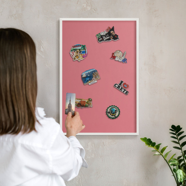 Tableau mural pour aimants dans un cadre noir Couleur saumon