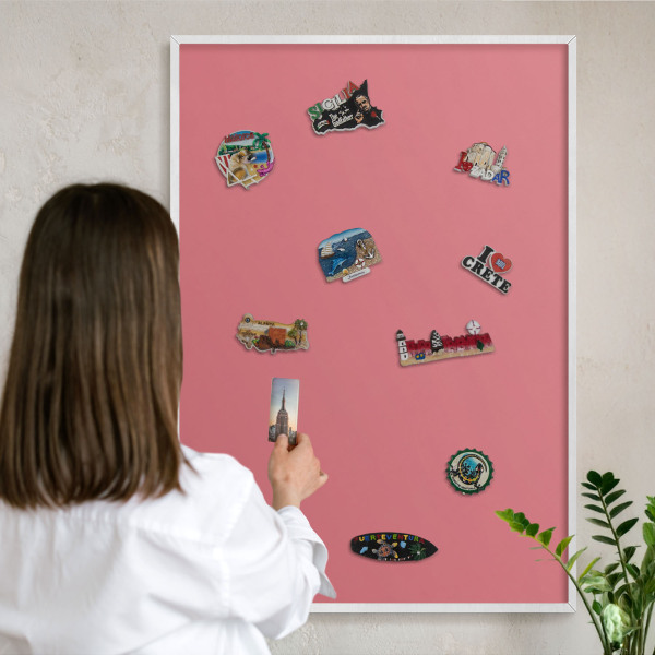 Tableau mural pour aimants dans un cadre noir Couleur saumon