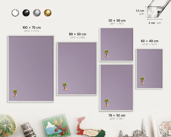 Tableau mural pour aimants dans un cadre noir Lilas violet