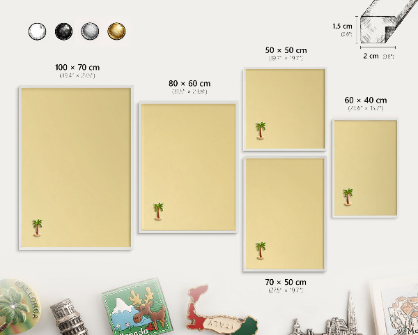 Tableau mural pour aimants dans un cadre noir Jaune crème