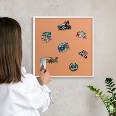 Panneau magnétique décoratif cadre noir Orange pastel