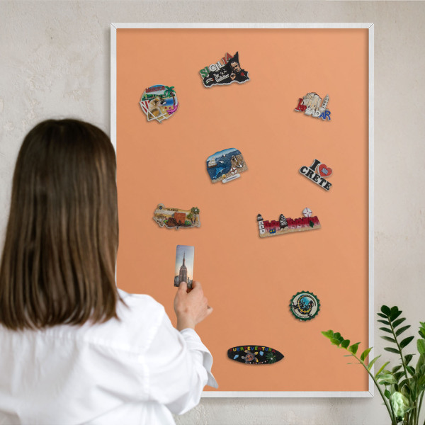 Panneau magnétique décoratif cadre noir Orange pastel