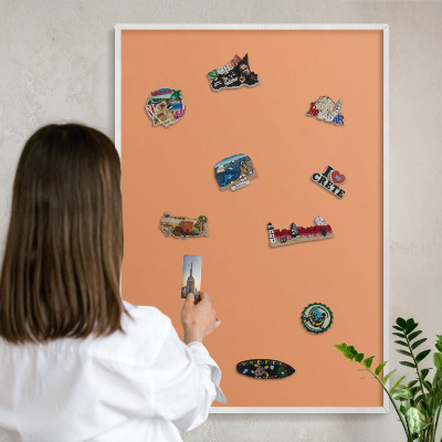 Panneau magnétique décoratif cadre noir Orange pastel