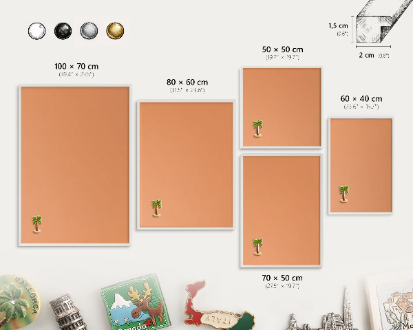 Panneau magnétique décoratif cadre noir Orange pastel