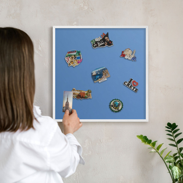 Tableau mural pour aimants dans un cadre noir Couleur bleue