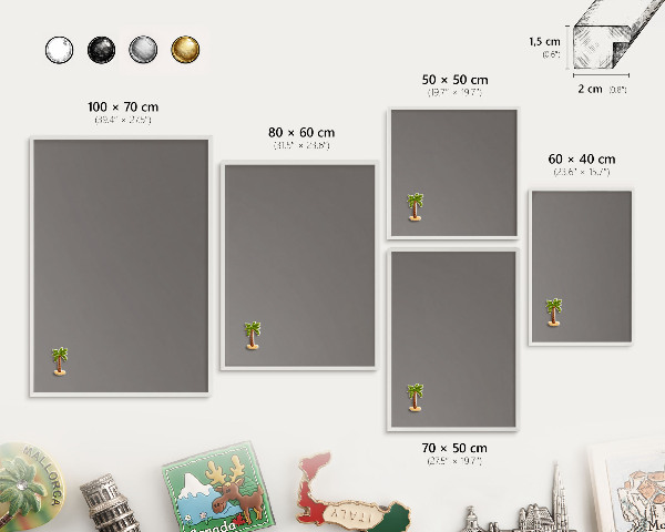 Panneau magnétique décoratif cadre noir Gris foncé