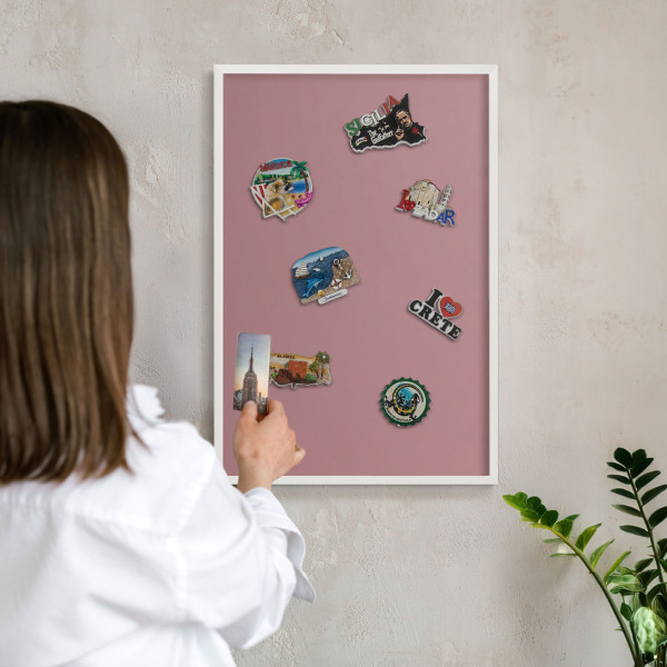 Tableau mural pour aimants dans un cadre noir Rose poudré