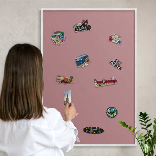 Tableau mural pour aimants dans un cadre noir Rose poudré