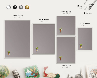 Tableau mural pour aimants dans un cadre noir Gris cendré