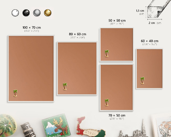 Tableau mural pour aimants dans un cadre noir Orange terne