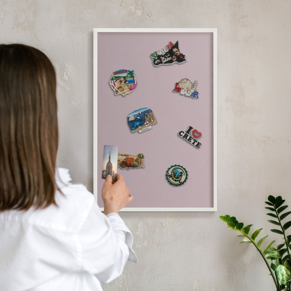 Panneau magnétique décoratif cadre noir Lilas pastel