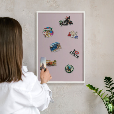 Panneau magnétique décoratif cadre noir Lilas pastel