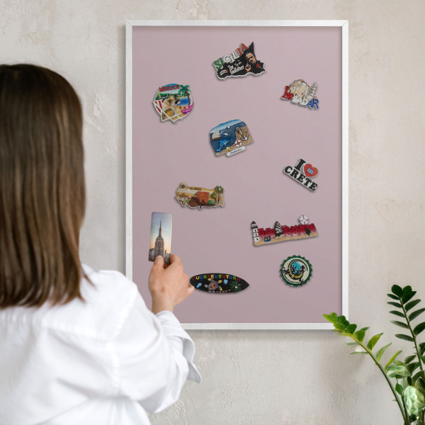 Panneau magnétique décoratif cadre noir Lilas pastel