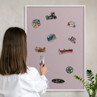 Panneau magnétique décoratif cadre noir Lilas pastel