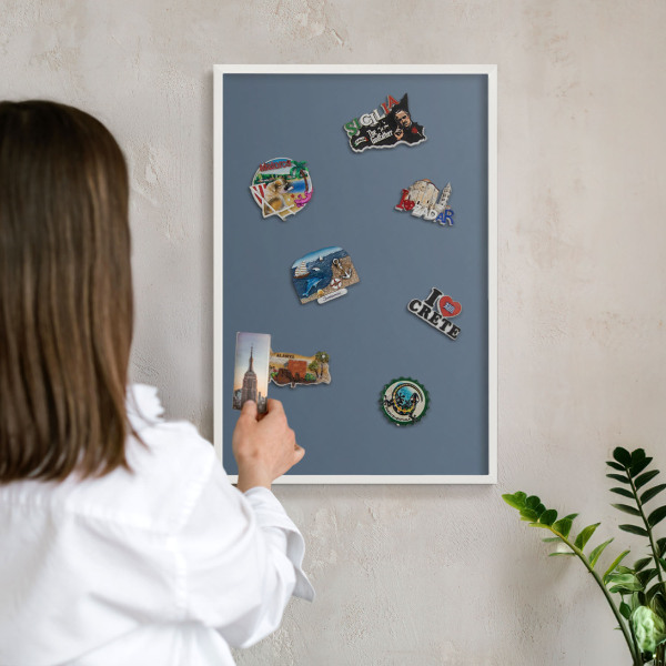 Tableau mural pour aimants dans un cadre noir Bleu marine pastel