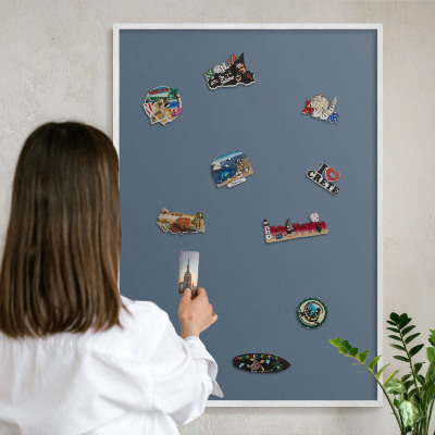 Tableau mural pour aimants dans un cadre noir Bleu marine pastel