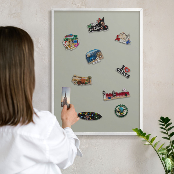 Tableau mural pour aimants dans un cadre noir Gris neutre