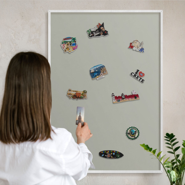 Tableau mural pour aimants dans un cadre noir Gris neutre