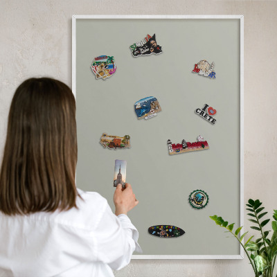Tableau mural pour aimants dans un cadre noir Gris neutre