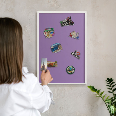 Panneau magnétique décoratif cadre noir Violet