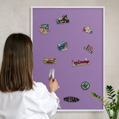 Panneau magnétique décoratif cadre noir Violet