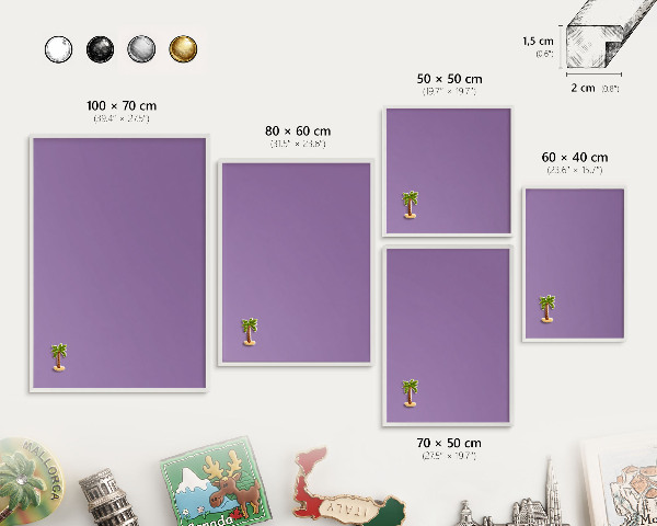 Panneau magnétique décoratif cadre noir Violet