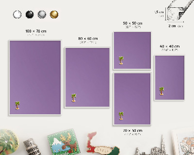 Panneau magnétique décoratif cadre noir Violet