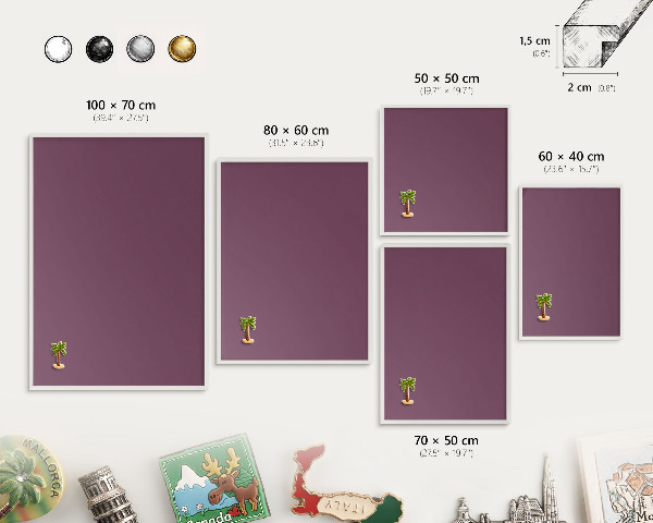 Tableau mural pour aimants dans un cadre noir Couleur violette