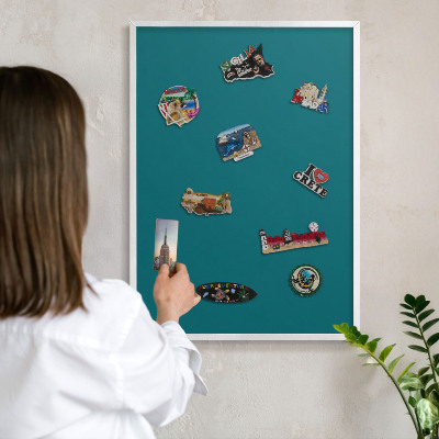 Panneau magnétique décoratif cadre noir Turquoise foncé