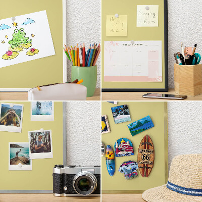 Tableau mural pour aimants dans un cadre noir Moutarde claire