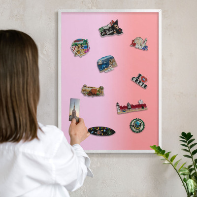 Tableau mural pour aimants dans un cadre noir Gradient délicat
