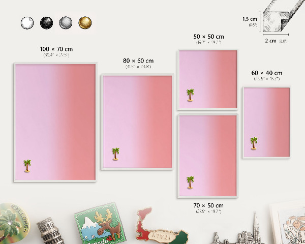 Tableau mural pour aimants dans un cadre noir Gradient délicat