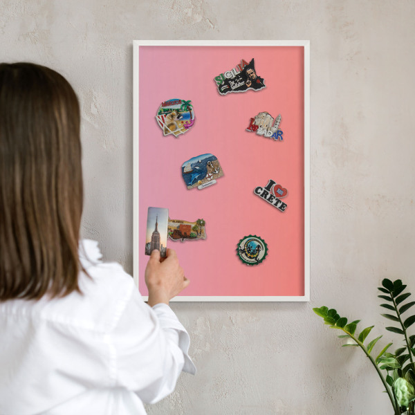 Tableau mural pour aimants dans un cadre noir Rose orange