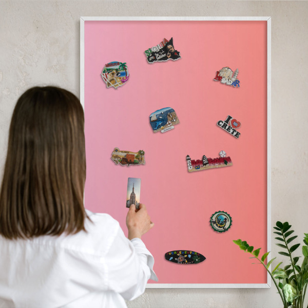 Tableau mural pour aimants dans un cadre noir Rose orange