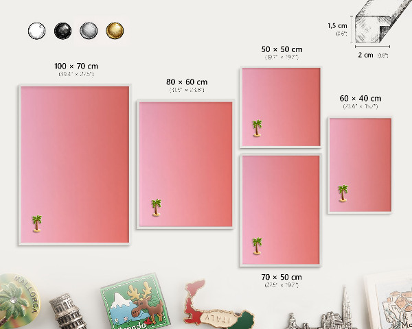 Tableau mural pour aimants dans un cadre noir Rose orange