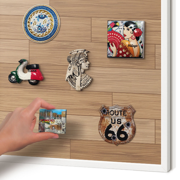 Tableau mural pour aimants dans un cadre noir Motif en bois