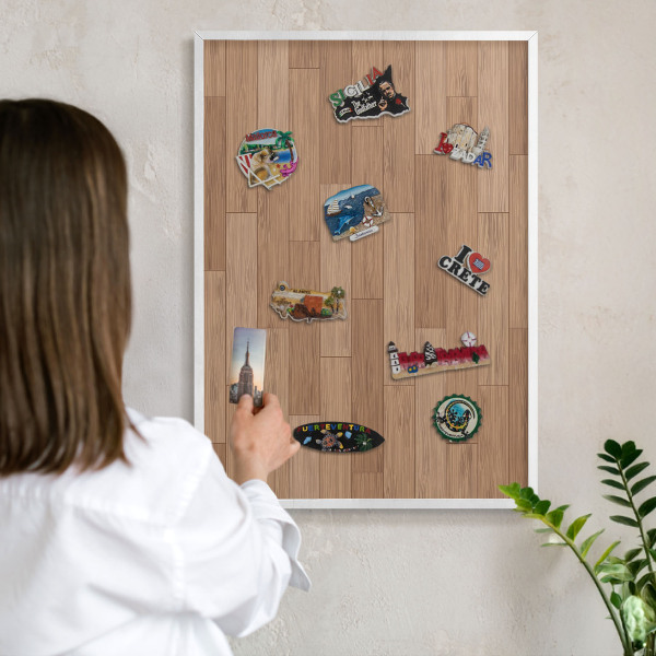 Tableau mural pour aimants dans un cadre noir Motif en bois
