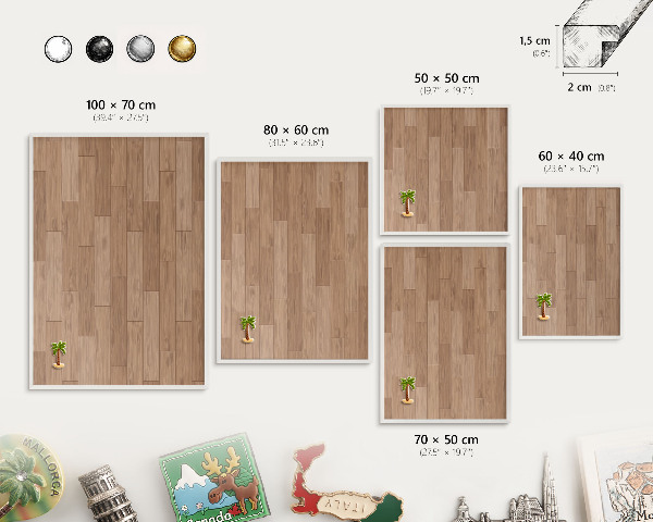 Tableau mural pour aimants dans un cadre noir Motif en bois