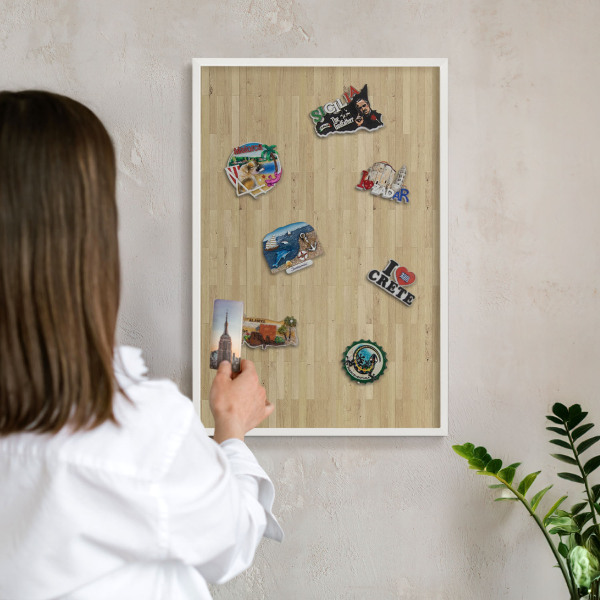 Tableau mural pour aimants dans un cadre noir Texture bois