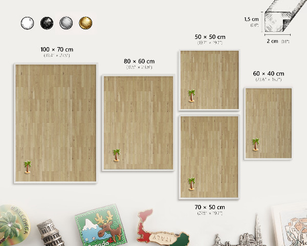Tableau mural pour aimants dans un cadre noir Texture bois