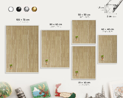Tableau mural pour aimants dans un cadre noir Texture bois