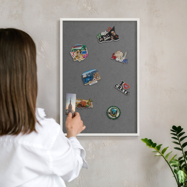 Tableau mural pour aimants dans un cadre noir Texture grise