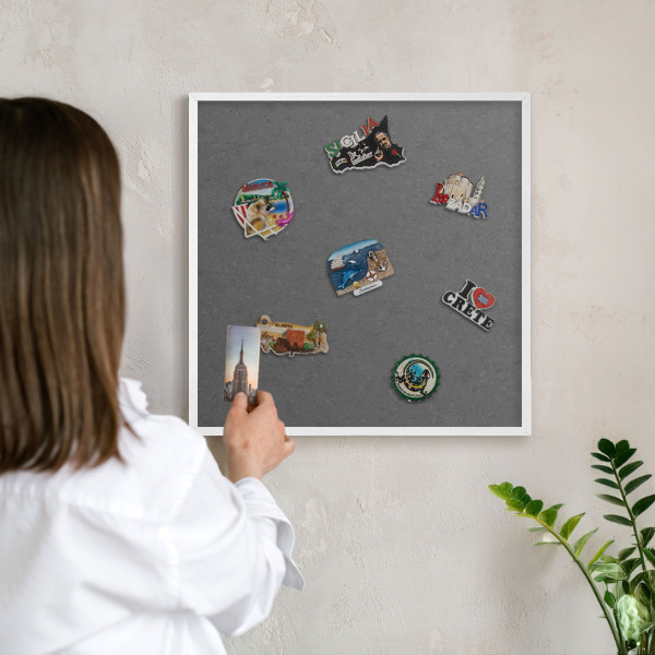 Tableau mural pour aimants dans un cadre noir Texture grise