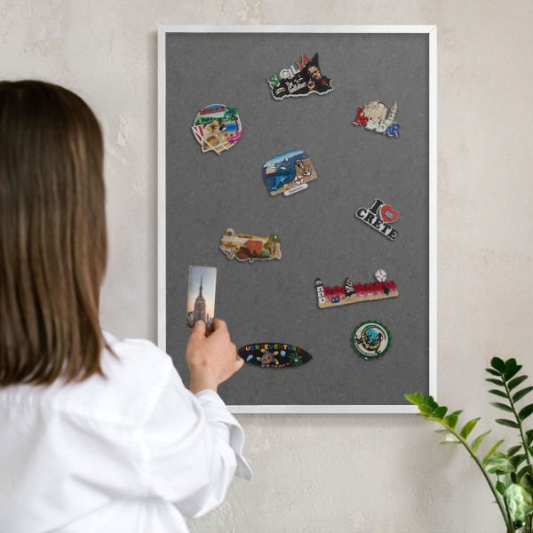 Tableau mural pour aimants dans un cadre noir Texture grise