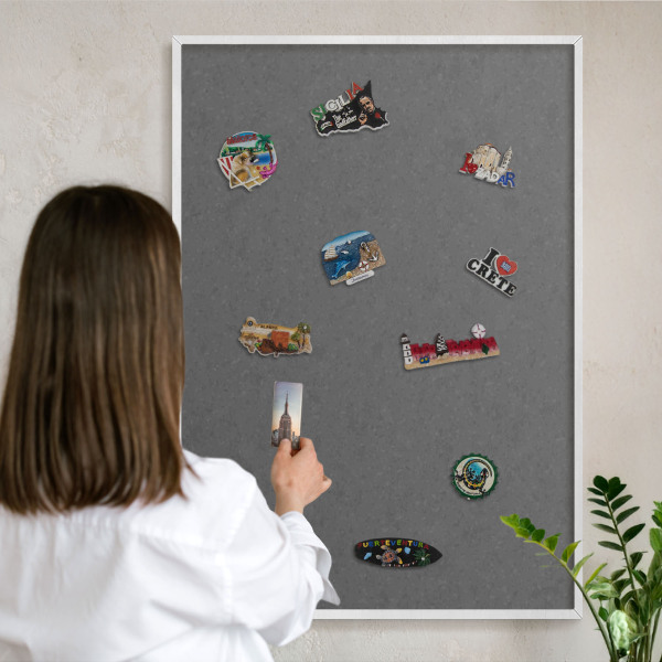 Tableau mural pour aimants dans un cadre noir Texture grise