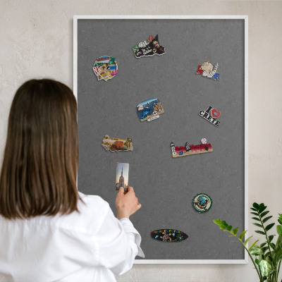 Tableau mural pour aimants dans un cadre noir Texture grise