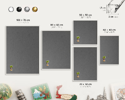 Tableau mural pour aimants dans un cadre noir Texture grise