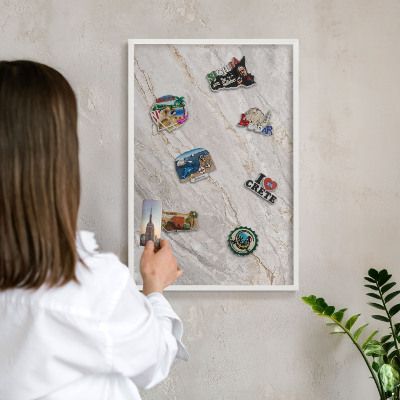 Tableau mural pour aimants dans un cadre noir Élégance du marbre